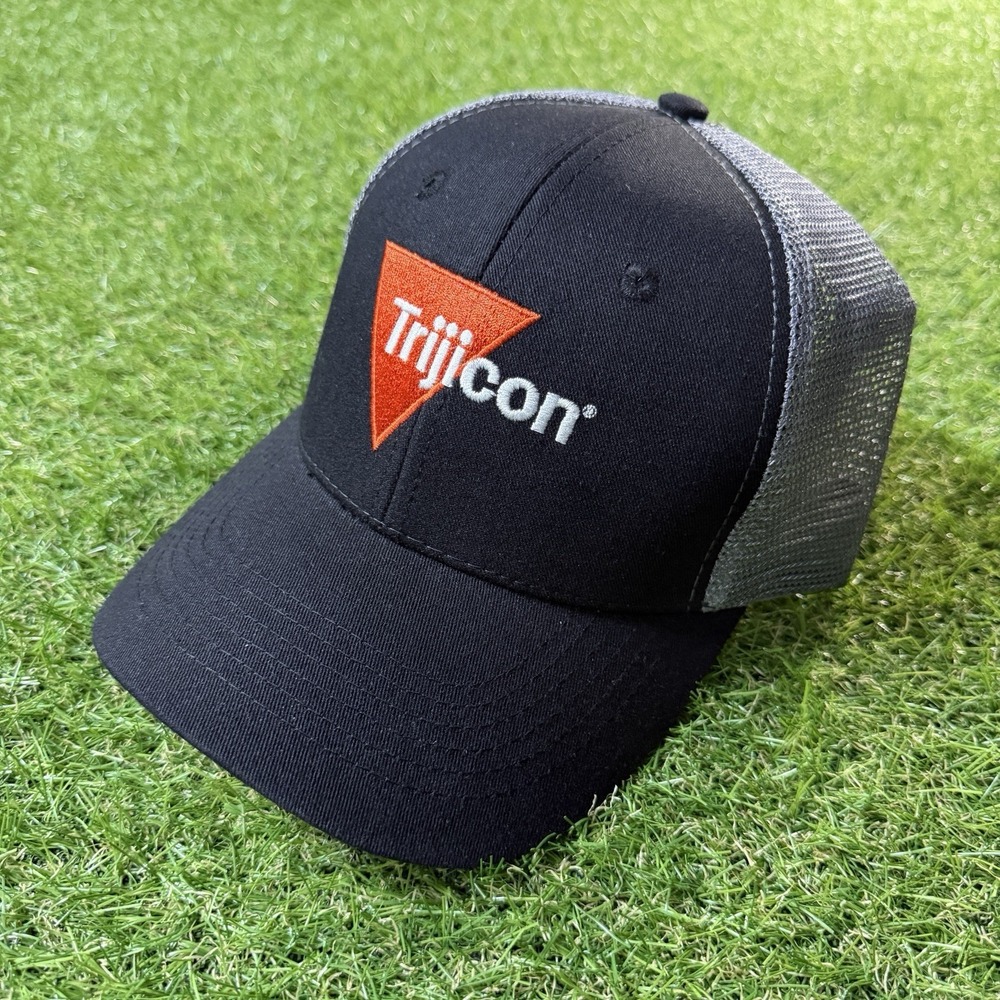 NEW Trijicon Optics Company Black & Gray Adjustable Embroidered Logo Trucker Hat
